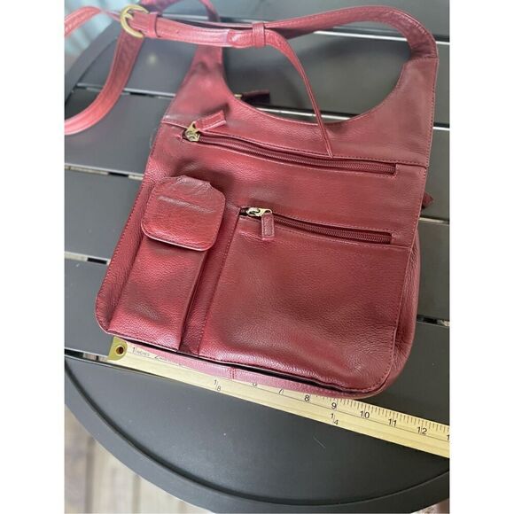 Jp Ourse Traveler Leather Crossbody Bag Organizer Shoulder Bag Red Everyday - Picture 5 of 14